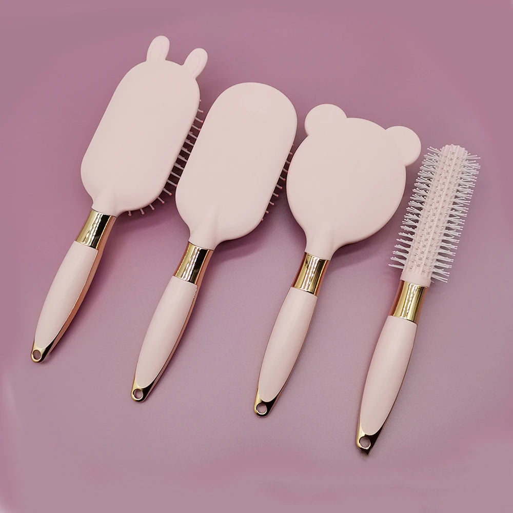 Beauty Hair Brush, Straight & Smooth Soft Touch Paddle Brush Round Brush and Detangling Brush,Great On Wet or Dry Hair Health