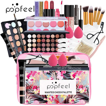 POPFEEL Complete Face Makeup Set - Multi-Functional Makeup Kit with Foundation, Eyeshadow Palette, Flawless All-in-One Beauty.
