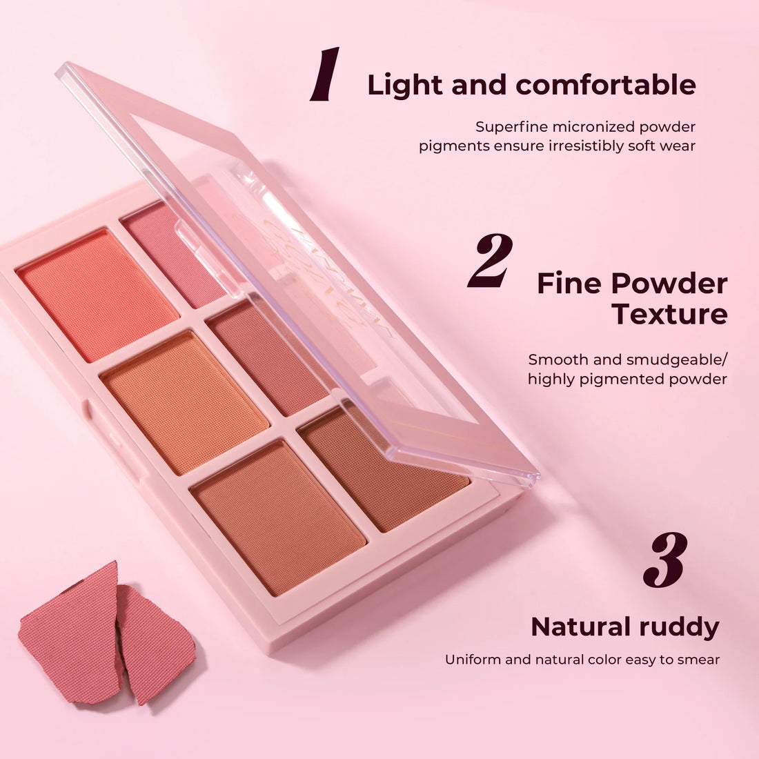 Matte Blush Palette Highly Pigmented Long Lasting Face Makeup Natural Finish Brighten Skin Contour Highlight Powder