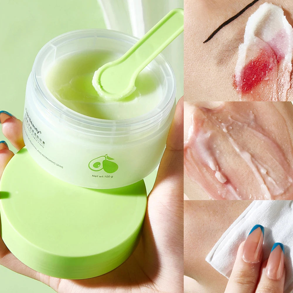 Kiss Beauty Avocado Cleansing Cream - 3-in-1 Eye, Lip, and Face Cleanser, Gentle and Thorough,Take off all your makeup