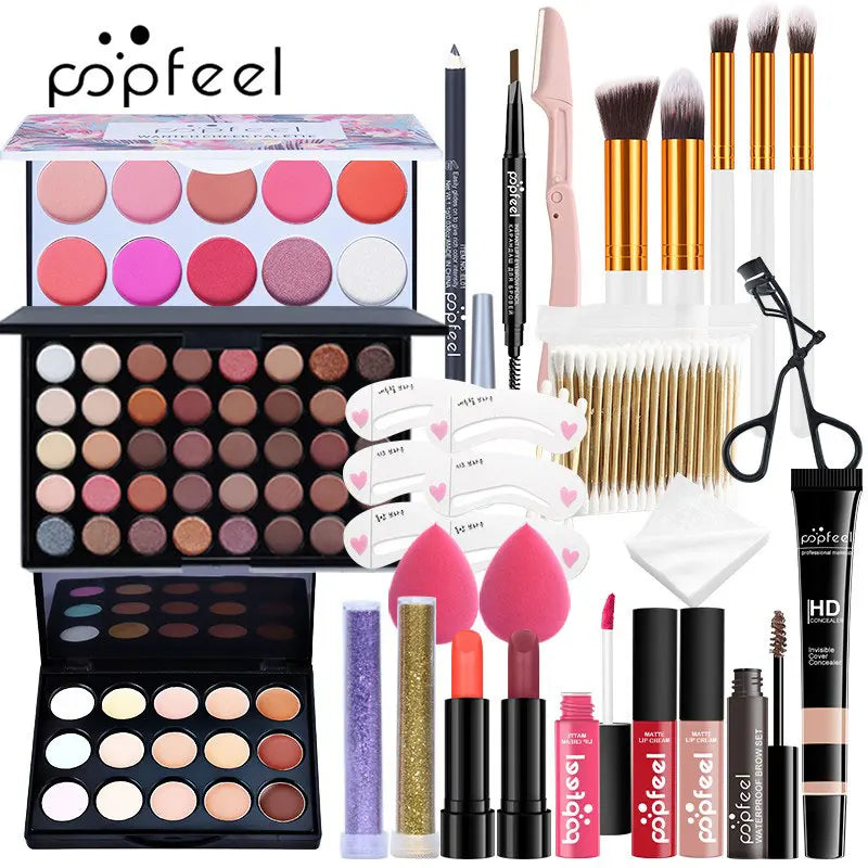 POPFEEL Complete Face Makeup Set - Multi-Functional Makeup Kit with Foundation, Eyeshadow Palette, Flawless All-in-One Beauty.